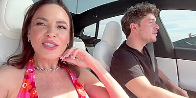 Best Friends Hot Mom Dana Dearmond Tesla Autopilot Ride With Luke Cooper