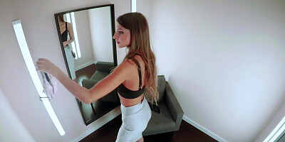 Fitting room hottie is going to fuck herself with no shame