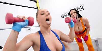 BRAZZERS - Horny Gym-Goers Angela White & Kayley Gunner Are Looking For A Cock To Get Satisfied