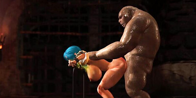 Beautiful female elf gets fucked by the big ogre in the dungeon