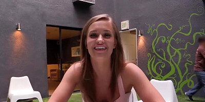 April Brookes deepthroating before missionary POV