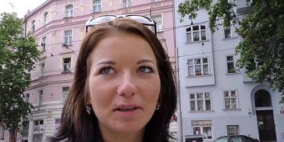 Czech brunette is sucking a random guys dick and expecting to ride it for a while