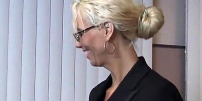 Blond and black girl fucked in office