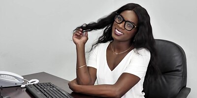 Black beauty, Ana Foxxx is using an opportunity to masturbate while alone in her office